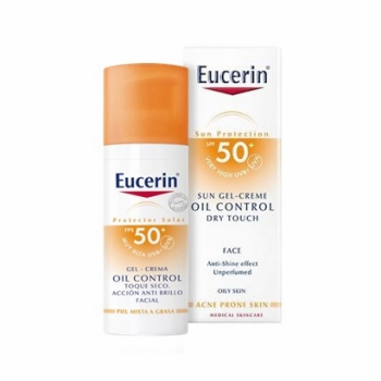 Eucerin protector solar gel-crema Oil Control toque seco Spf50+.- 50 mililitros.